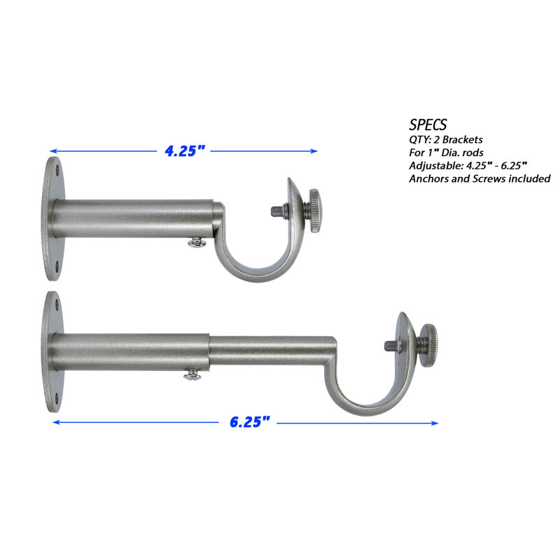 Tringle à rideaux en zinc MERIVILLE pour tringle à rideaux de 1 po, Étain