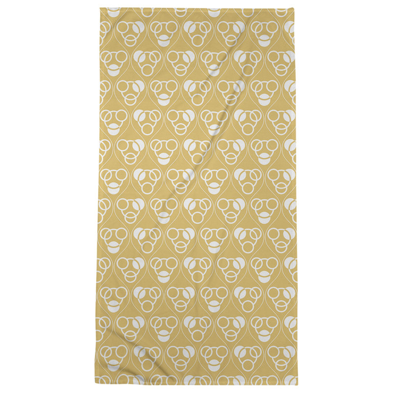 Serviette de plage à motif de cercles et de vagues Classic, Jaune/blanc