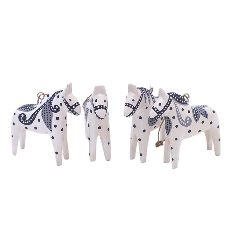 3.7'' Handmade Wood Animals Hanging Figurine Ornament
