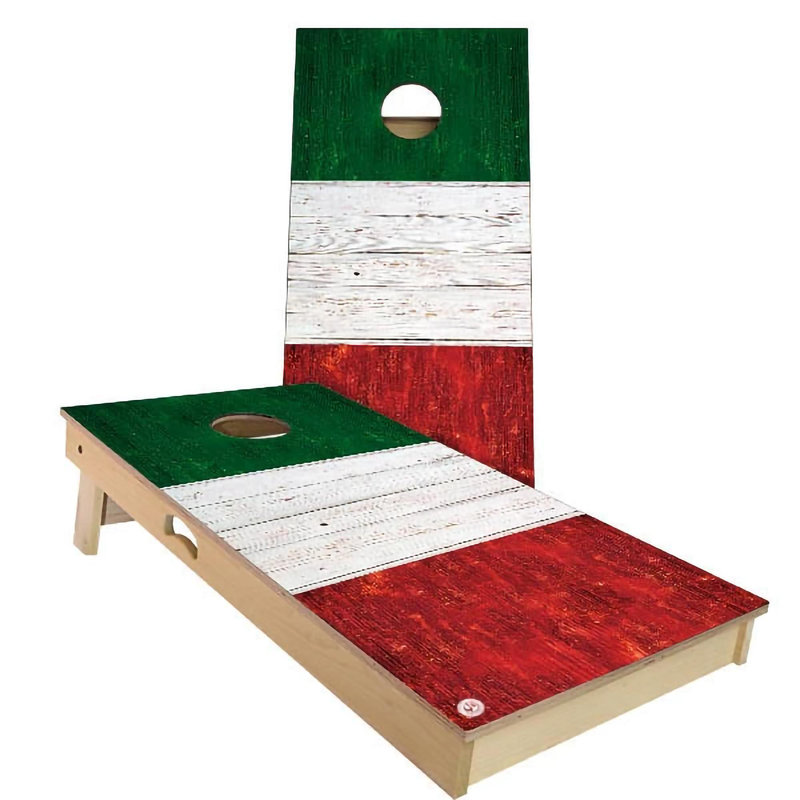 Slick Woody's Cornhole Co Solid Wood Foldable Cornhole Set with Carrying Case, Green/Red, Italy
