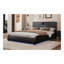 Grand lit plateforme tapissier en similicuir grand format avec tête de lit épaisse, haut-parleurs Bluetooth et lumière DEL RVB, aucun sommier nécessaire, noir-210013355