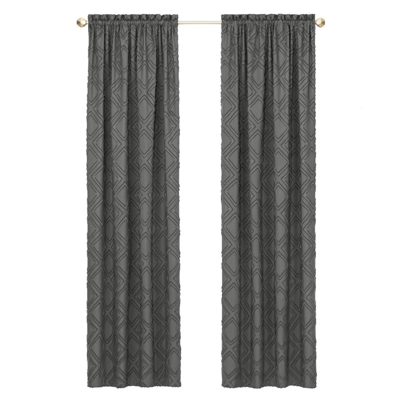 Panneau de rideau simple semi-transparent à motif géométrique Woven Trends Cortlen, Gris anthracite, L 42 po x L 63 po
