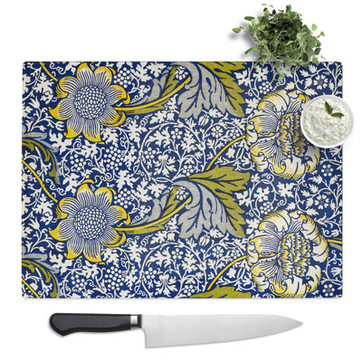Kennet Vol.1 Print By William Morris Pattern  Glass Chopping Board