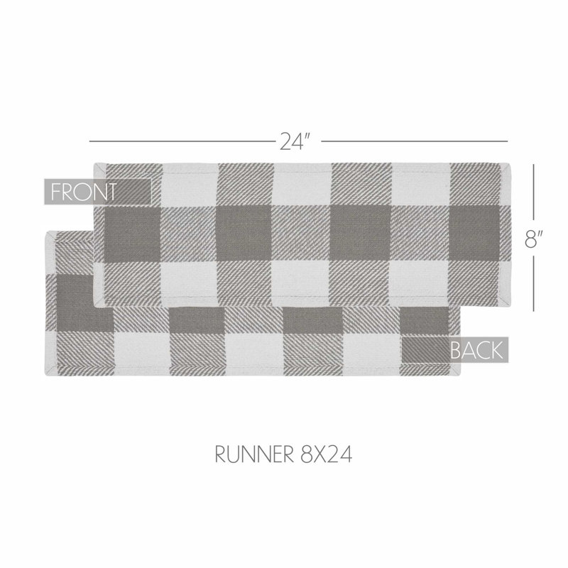 Annie Buffalo Check Dining Linens, Gray/White, 24" x 8"