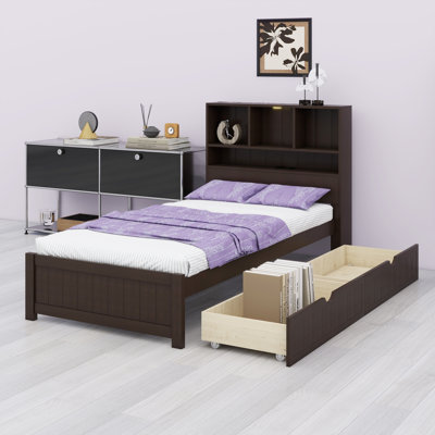 Platform Bed With Bookcase Headboard