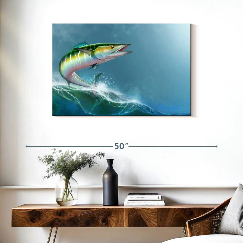 Brampt Wave Riding Wahoo Fish, 24" H x 36" W
