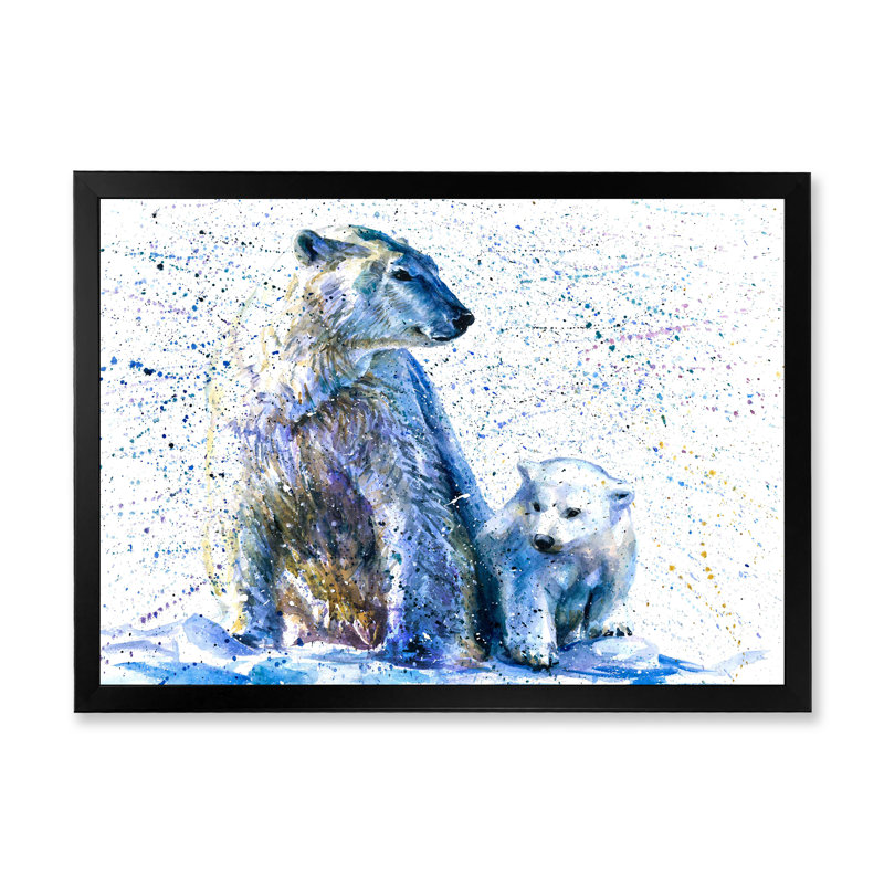 Oiseaux polaires de la faune - reproduction de cadre flottant sur toile, H 30 po x l 40 po x P 1,5 po, Cadre noir