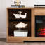 Console de foyer électrique pour téléviseur, grand espace de rangement, chêne, support de 62 po, bureau à couleurs de flammes réglables, vitesse réaliste, chargement, télé, chêne, P 15,5 po