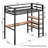Loft Bed Twin Size with L Shaped Desk and Shelves, Metal Bed Frame Power Outlet and LED Lighted-405782117