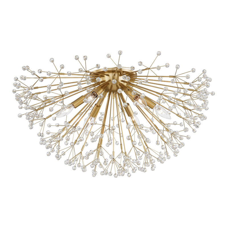 Dunkirk 6 - Light Semi Flush, Aged Brass