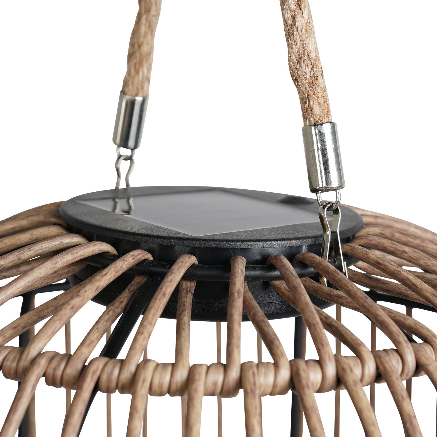 Rattan Outdoor Lantern with Rope Handle, Natural