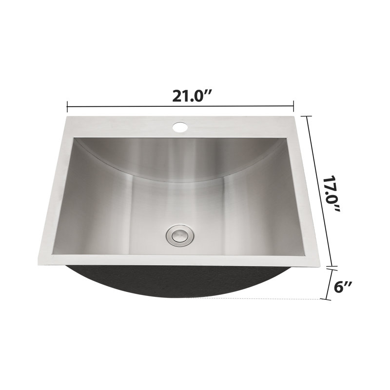 21"x17" Drop-in 16-gauge Stainless Steel Bathroom Sink with Pop Up Drain