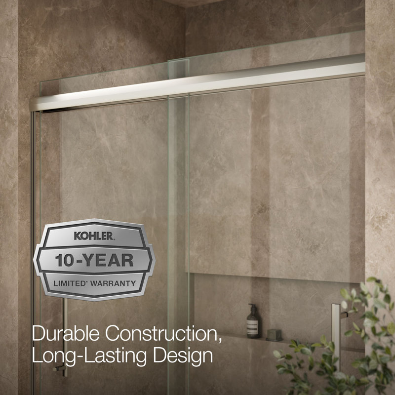 Pleat Frameless Sliding Bath Door, Nickel