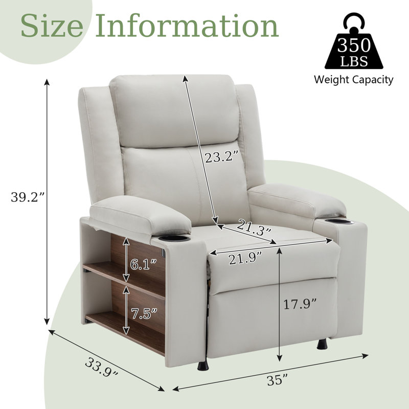 Single Motor Space-Saving Multi-Functional Recliner With Double-Sided Storage Shelves