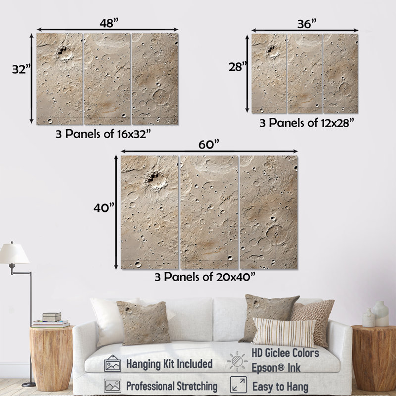 «Abstract Lunar Surface II» - art mural tachisme, H 28 po x l 36 po x P 1 po, Toile tendue