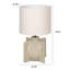 Lampe de table en céramique grise avec base croisée et abat-jour en lin