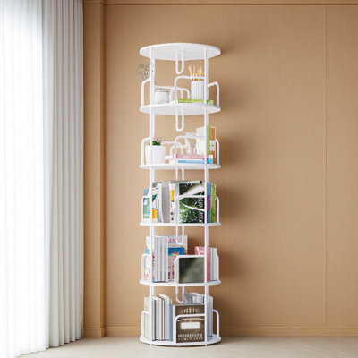 Rotating Bookshelf Tower 5 Tier, Spinning Bookcase, Revolving 360 Book Shelf Narrow Tall Bookcase, Vertical Turning Round Storage Bookshelf
