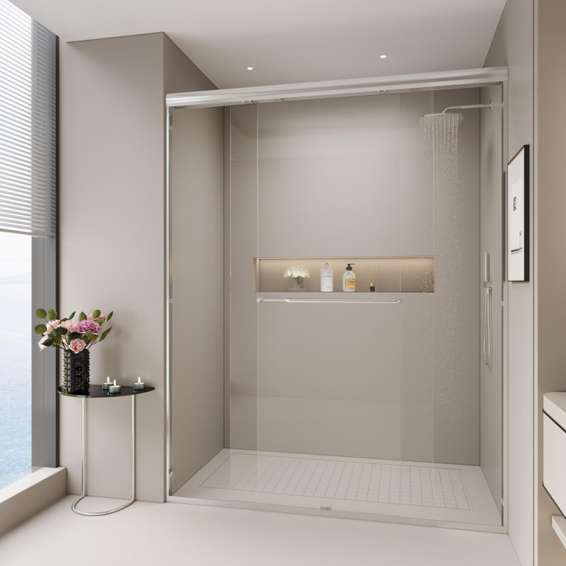 56''W-60''WDouble Sliding Shower Door, Chrome