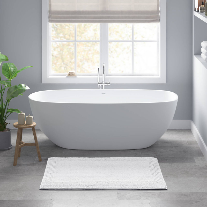 Tapis de bain réversible 100% coton touffeté 3000 g / m², Blanc