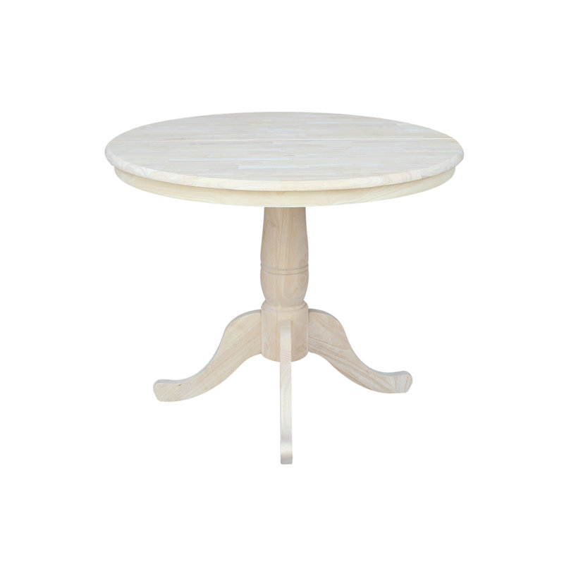 Ingbert Extendable Solid Wood Pedestal Dining Table, Unfinished