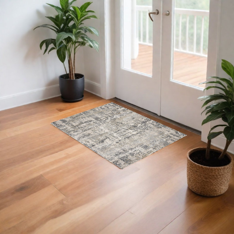 3' X 5' Natural Abstract Area Rug, Rectangle 3'3" x 4'11"