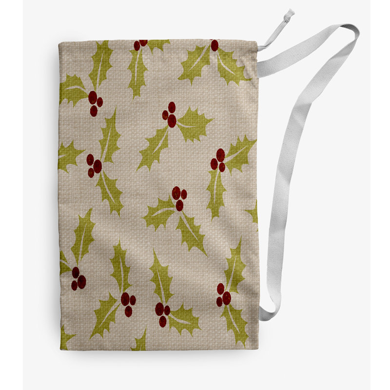 Sac à linge Allover Holly Christmas, Moyen (H 36 po x l 28 po), Brun
