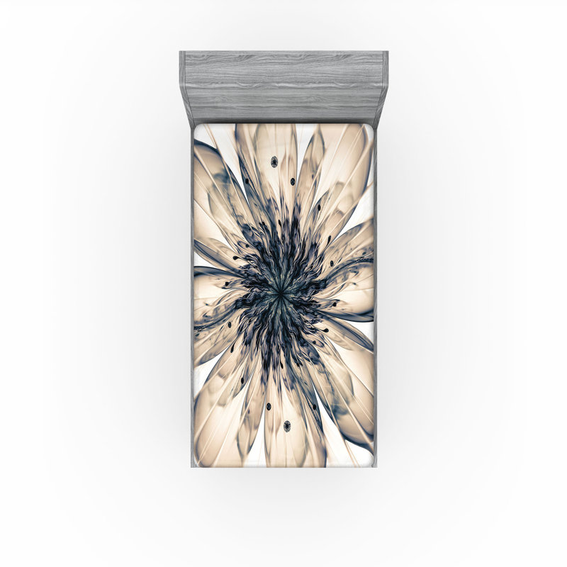 Ensemble de 2 draps-housses Ambesonne, Drap-housse de taille simple, Cocoa/Black Floral