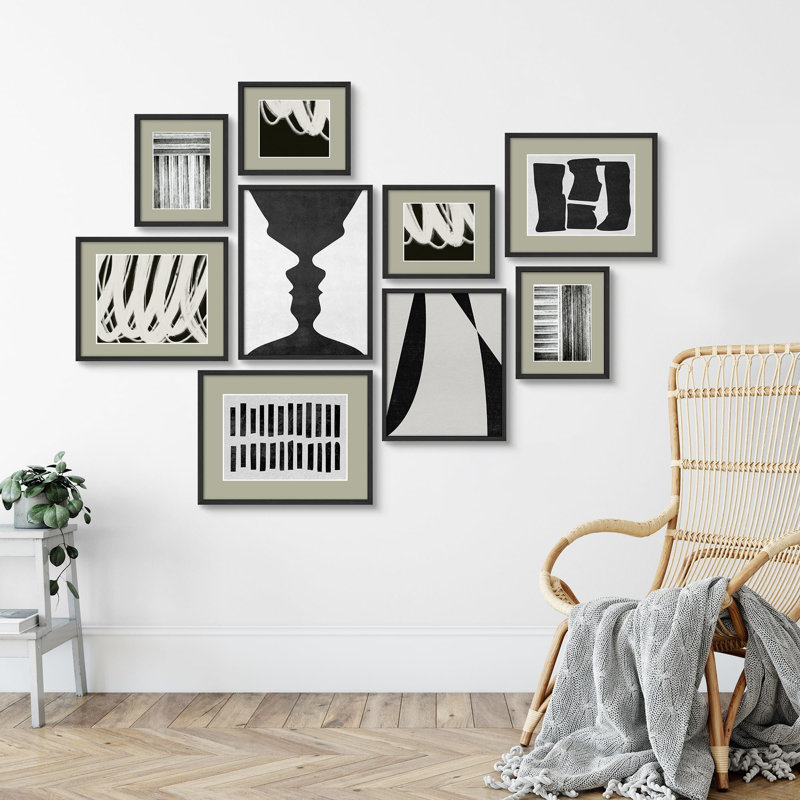 Monochromes, illustrations abstraites, art moderne, petit décor, Noir
