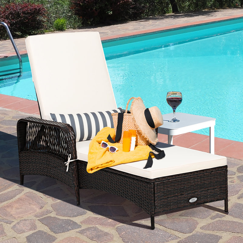 Outdoor Metal Chaise Lounge , Cushion Included