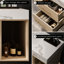 Meuble-lavabo flottant de 39,4 po, lavabo en céramique, 2 tiroirs à fermeture en douceur, comptoir en ardoise blanche, pierre frittée et bois massif multicouche, conception moderne avec accents dorés, robinet facile-1059879933