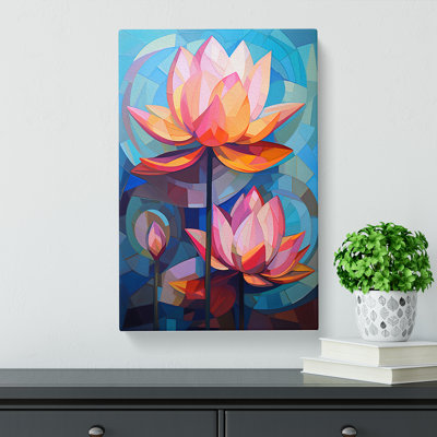 Lotus Flower Cubism No.2 - Wrapped Canvas