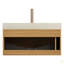 Meuble-lavabo et lavabo de salle de bain NYAH 36 po, armoire de rangement flottante en contreplaqué ultra-mince, tiroir, capteur de lumière, plateau en pierre frittée à motif de travertin et lavabo encastré en céramique, pré-assemblé