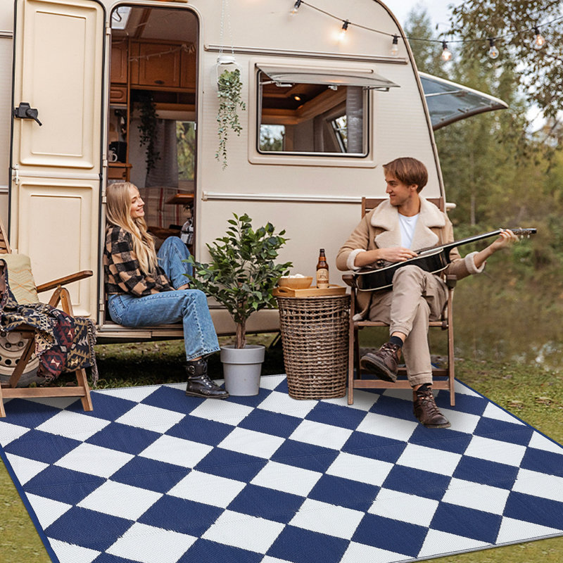 Diamond Outdoor Mats Plastic Straw Rug Outdoor Leisure Waterproof Carpet Garden Terrace Balcony Picnic Mat for Porch RV Deck Camping Backyard