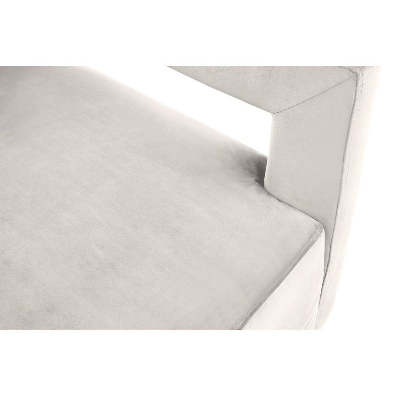 Fauteuil demi-tonneau en velours Jocoby, Velours crème