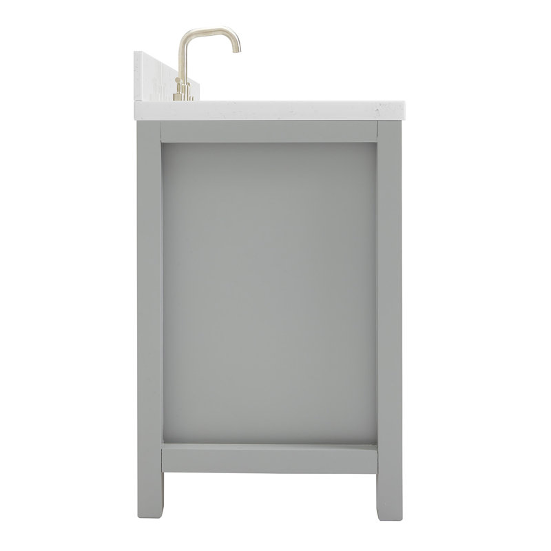 3_ARIEL Bristol 60 Single Sink Bathroom Vanity with Carrara White Quartz, Gray, 60"