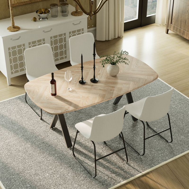 Ensemble de salle à manger rectangulaire avec chaises luge, Blanc, H 29,5 po x L 71 po x l 71 po, 9