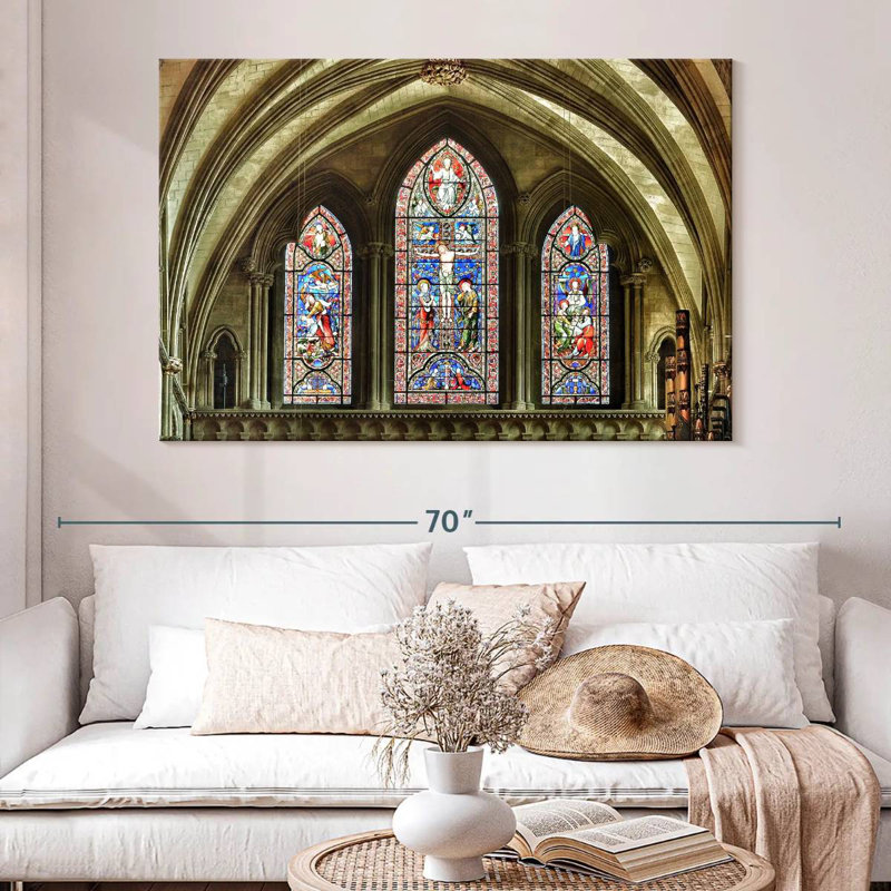 Lilie Cathedral Stained Glass Windows, 34" H x 51" W