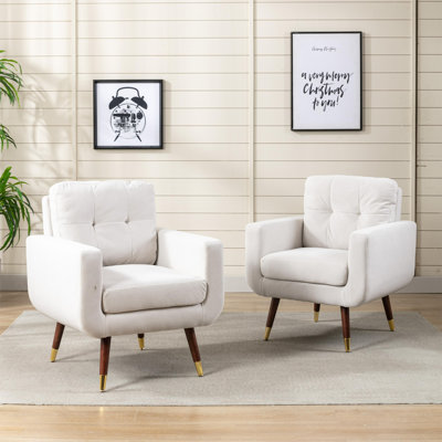 Candelora 28.35" W Modern Tufted Upholstered  Accent Chair with Metal Feet Guards (Set of 2)