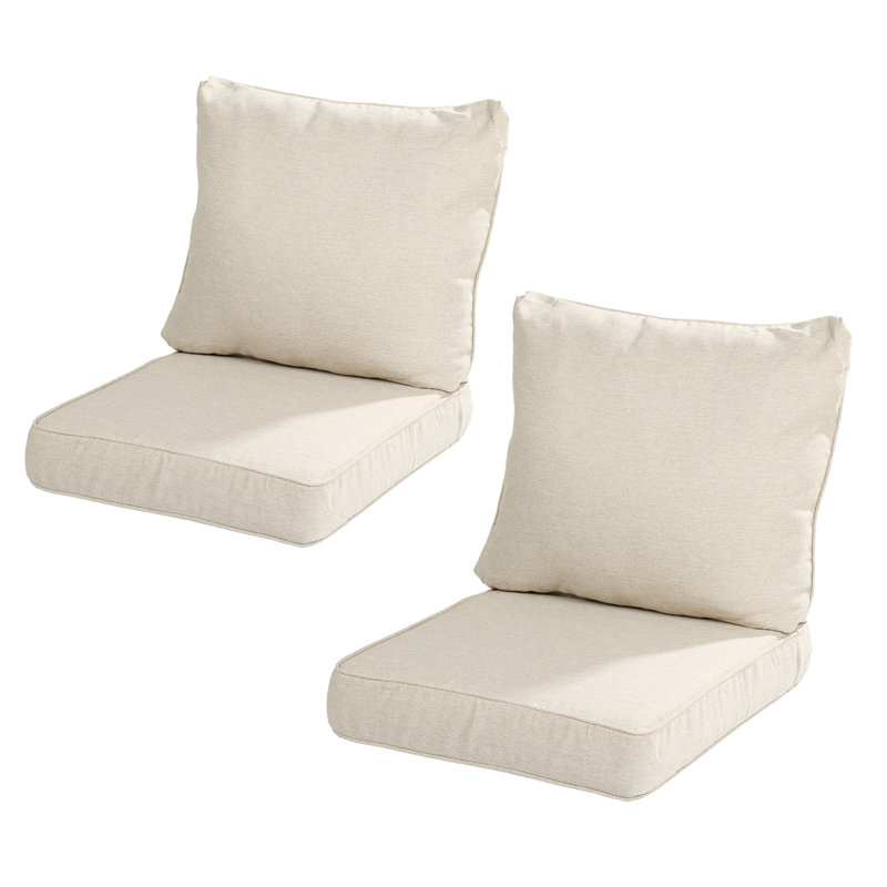  Outdoor Seat/Back Cushion Set of 2, 24" W x 26" D, Cream Beige