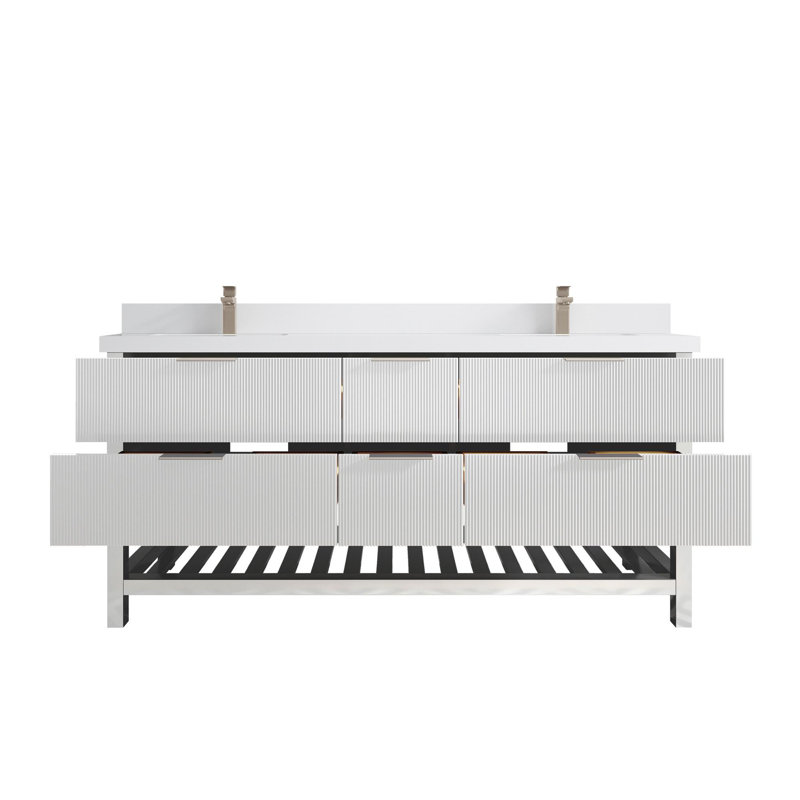 Meuble-lavabo double 72 po avec plateau en quartz Catalina