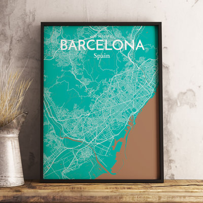 Barcelona City Map - No Frame Print