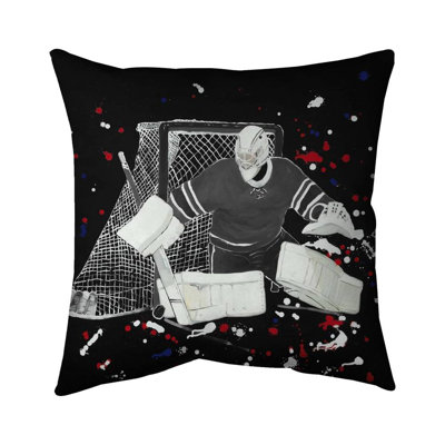 Goalkeeper hockey goal - 16"x16" Throw pillow cover - Poly twill - Print on demand