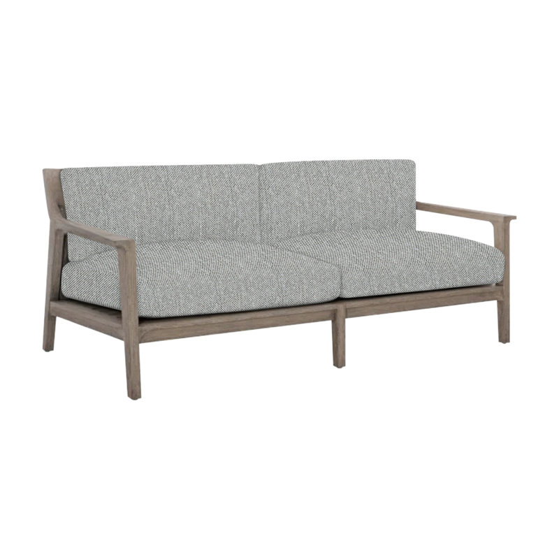 Ibiza Outdoor Teak Loveseat, Light Grey/Dark Grey Linen 6032-110