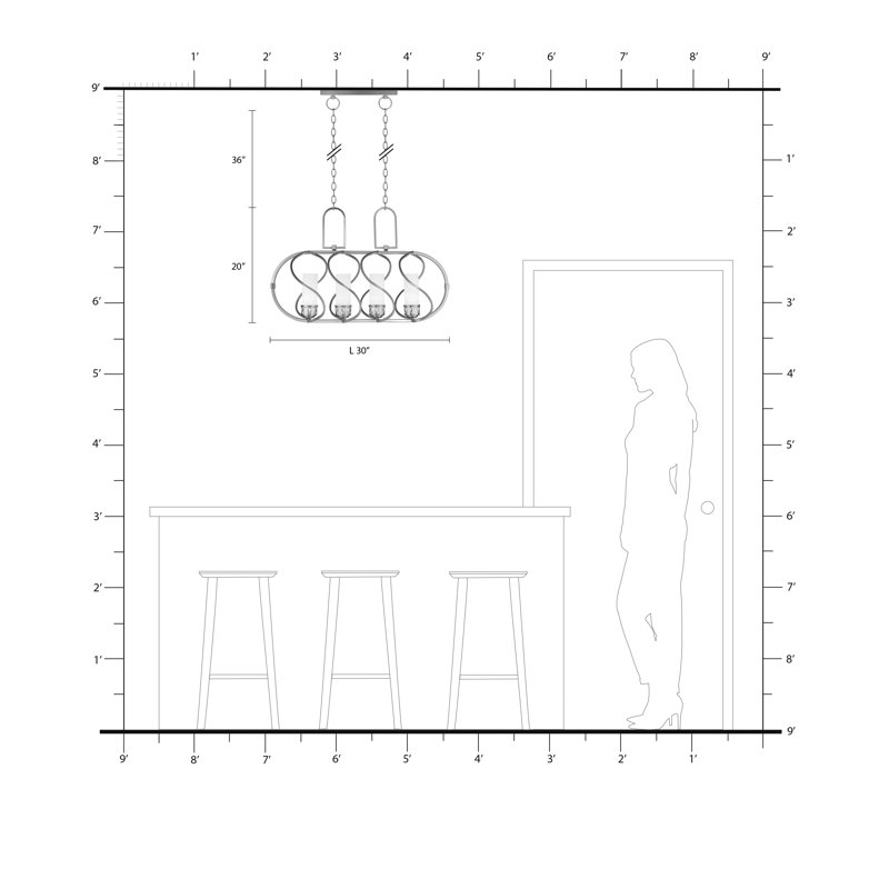 Getrude 4 - Light Kitchen Island Pendant, Olde Bronze