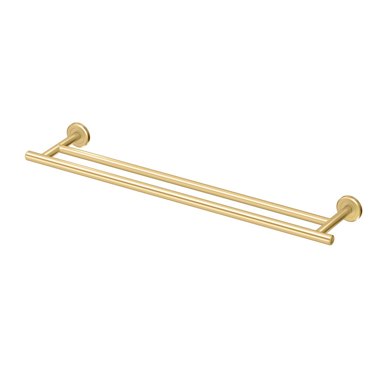 Latitude II Double 24" Wall Mounted Towel Bar | Bathroom Towel Rack with Two Bars, Brushed Brass