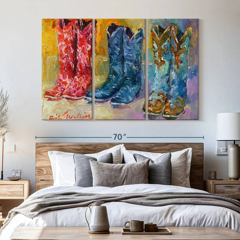 " Cowboy Boots " 3 - Pieces, 42" H x 65" W x 1.25" D