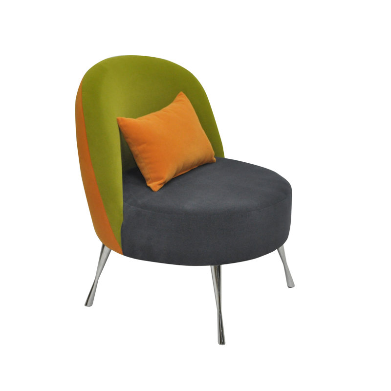 Upholstered Accent Chair, Orange, grey and green