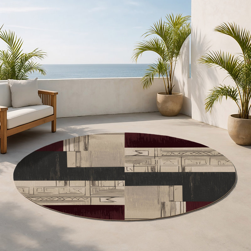 Tapis intérieur et extérieur Opulent Odyssey, Rond 5 pi