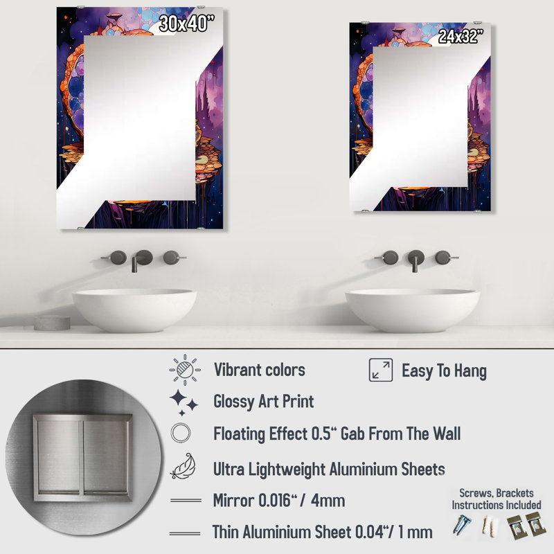 Crystal Stone Core I - Miroir géode en pierre, décoration murale MIR136132, 40 po x 30 po