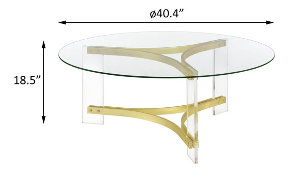 Round Brass Side Table with Glass Top, 510mm x 400mm, Brass